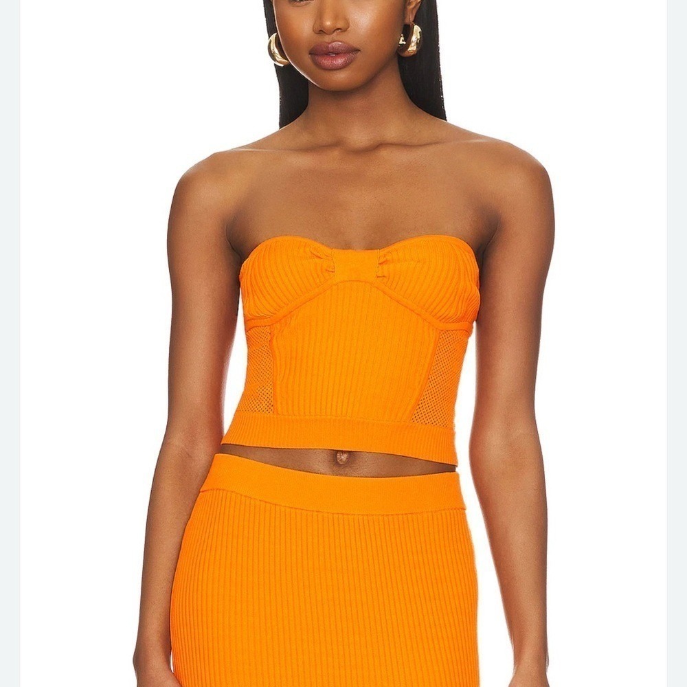 Sage Strapless Top in Orange By Central Park West Size XS